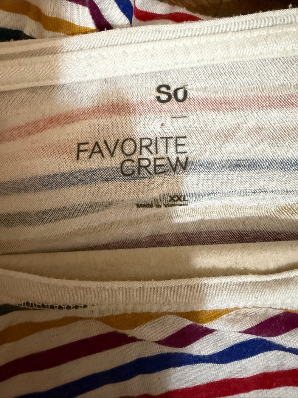 Sonoma White Scoop Neck Tee with Multicolor Stripes - Picture 7 of 7